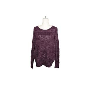 Denver Hayes Sweater large purple Chunky Knit Pullover Long Sleeve Crew Neck